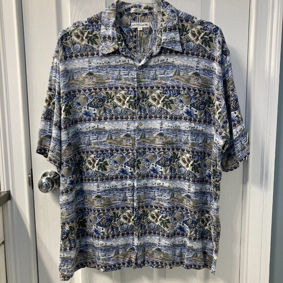 Pierre Cardin Hawaiian Lighthouse Rayon Button Down Short Sleeve Shirt Size XXL - Picture 1 of 7